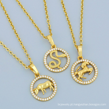 Shangjie OEM estilo chinês 12 colar de pingente de zodíaco colar de colar de ouro cheio de ouro colar de colar